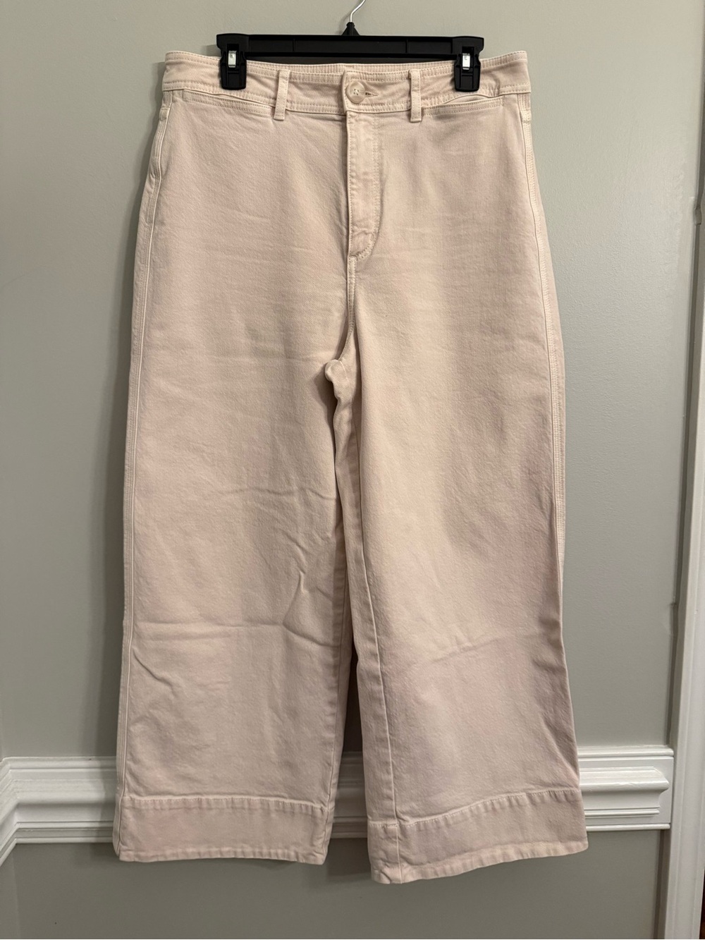LOFT High-Rise Wide-Leg Cropped Pants, tan/cream, EUC, size 29/8